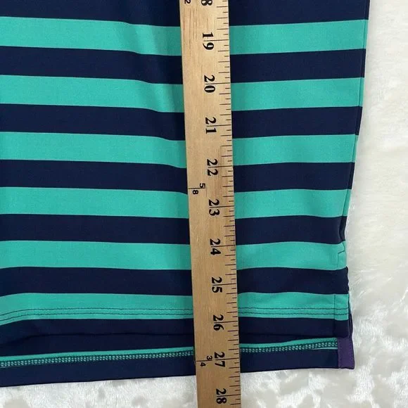 Greyson Polo Shirt Mens Medium Blue Green Striped Performance Stretch Golf * - Picture 6 of 13